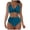 Blue, variant on QURATI Swimwear Women Swimsuit 3D Flower One Shoulder Bathing Suit Padded Monokini Blackish Green L