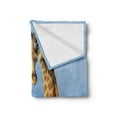thumbnail image 2 of Giraffe Soft Flannel Fleece Throw Blanket, Photo of Wild Animal Couple Clouds in Blurred Photography Effect, Cozy Plush for Indoor and Outdoor Use, 60" x 80", Pale Sky Blue Multicolor, by Ambesonne, 2 of 5