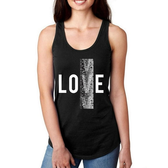 Love Sequins Art Text Racerback Tank Women -Image by Shutterstock, Female x-Large