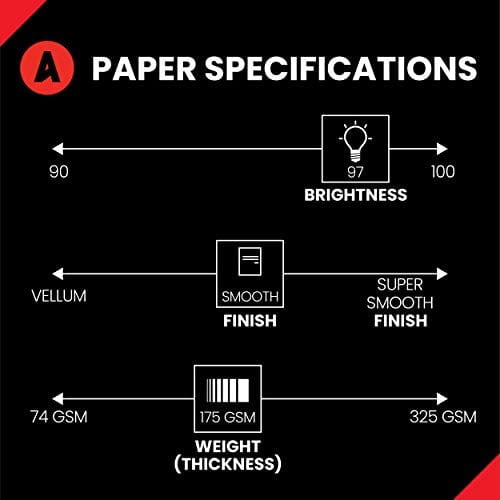Accent Opaque 11” x 17” White Cardstock Paper, 65lb, 175gsm – 500 Sheets (1 Ream) – Premium Medium Weight Smooth Cardstock, Printer Paper for Invitations, Menus, Business Cards – 188570R