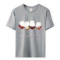 thumbnail image 4 of Gray Women's Short Sleeve T-shirt, Women'S Wine Glass Printed Shirt Short Sleeve Round Neck T Shirt Fashion Top Lightweight Soft Casual Summer Clothing Clothes,Women's Short sleeve T-shirt 3XL, 4 of 4