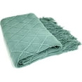 thumbnail image 3 of Fennco Styles Irregular Rhombus Diamond Knit Fringe Throw Blanket 50" W x 60" L – Eucalyptus Geometric Woven Blanket for Couch, Bedroom and Living Room Décor, 3 of 4