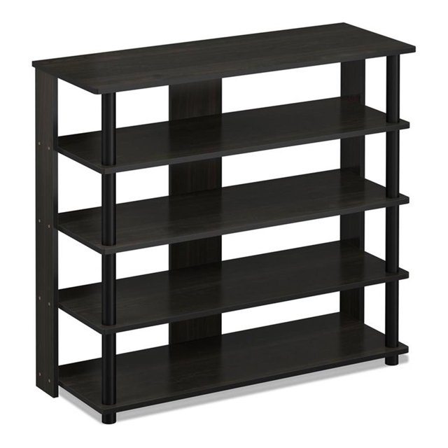 Pemberly Row Turn-N-Tube Engineered Wood 5-Tier Wide Shoe Rack in Espresso