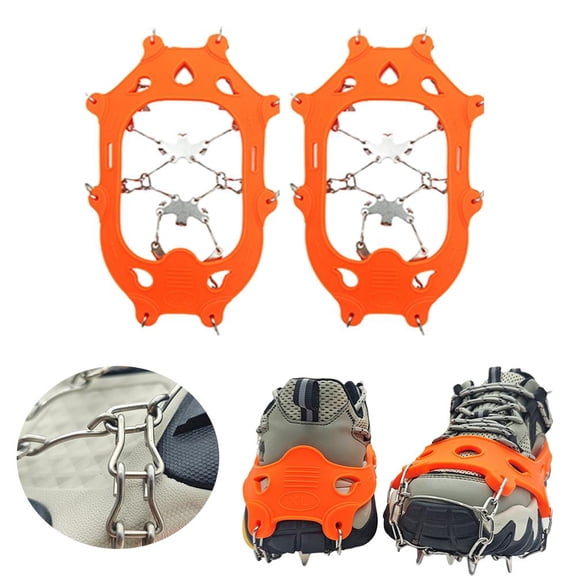 19-Tooth Ice Cleats for Shoes, Stainless Steel Snow Traction Grips for Hiking Fishing & Ice,  (Fits Men & Women)