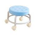 thumbnail image 2 of Taburete con ruedas universales, asiento bajo y acolchado de cuero PU resistente. azul, 2 of 9