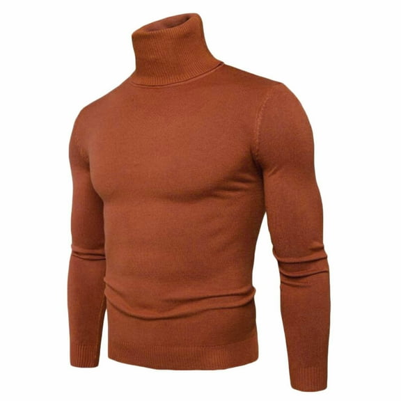 Jalioing Men's Sweaters Long Sleeve Turtleneck Slim Sweater Tops Business Fashion Solid Color Knitted Shirts
