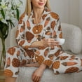 thumbnail image 6 of Yiaed Pinecone Autumn Pattern Print Pajamas Women's Long Sleeve Sleepwear Soft Button Down Loungewear Pjs Lounge Set Nightwear Womens Pajama Pants-, 6 of 7
