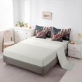 thumbnail image 3 of Manfei Cardinal Bird 7-Piece Twin Bedding,Rustic Floral Flag Bedding Comforter Set,White Red Stripes Decor,Light Gray Reversible, 3 of 7