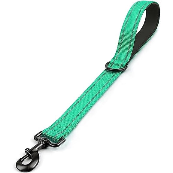 Eryueer Strong Short Dog Leash 18 Inch, 1.2 Inch Wide, Heavy Duty, Padded Handle for Traffic Control, Reflective Leash for Medium and Large Dogs Walking Training, Teal