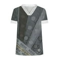 thumbnail image 4 of Patlollav Women Tshirts Under $10, Women's Summer Tops S-Xxxl V-Neck Lace Patchwork Printed Short Sleeve Casual Blouse, 4 of 6