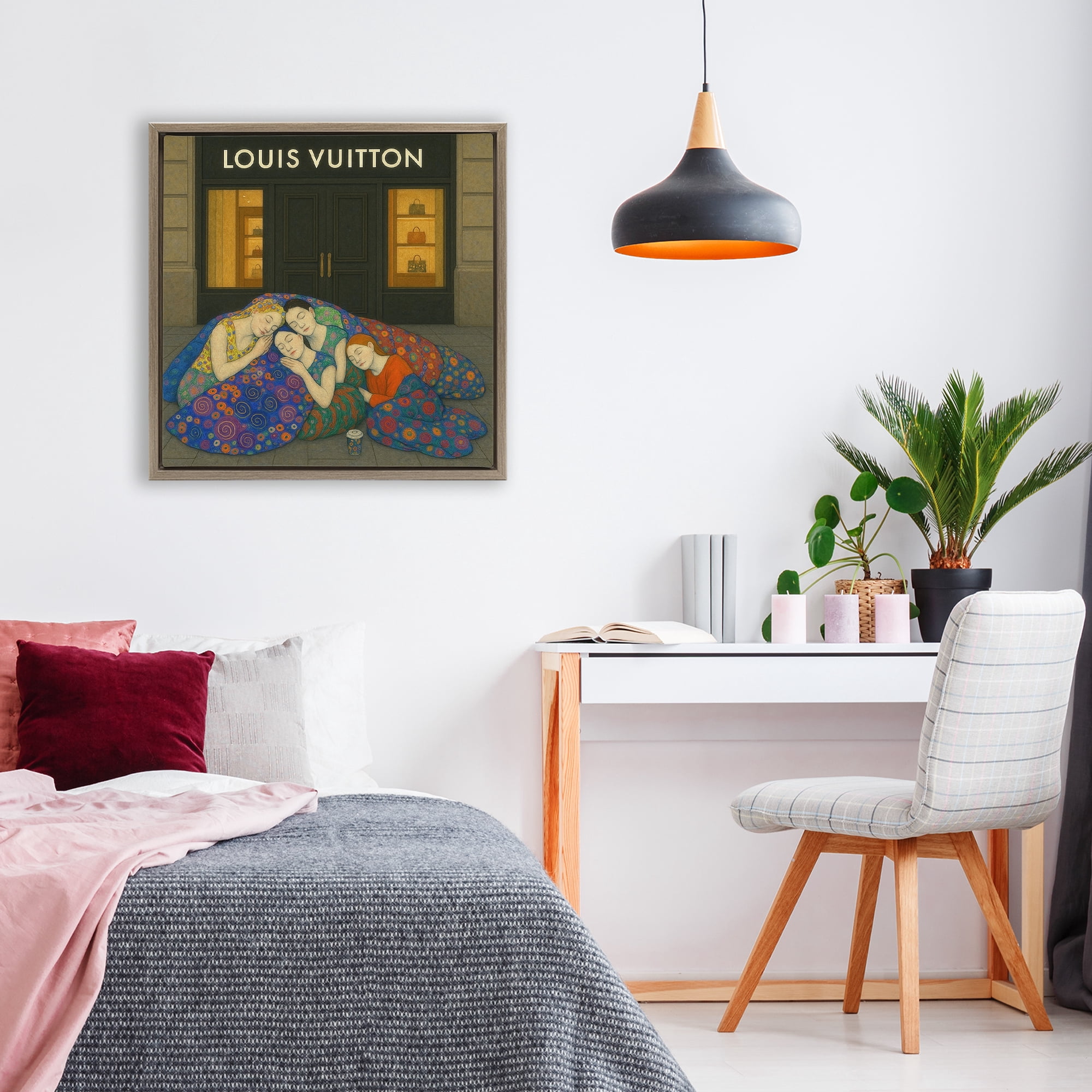 Stupell Industries Iconic Style Fashion Shop Brown Framed Floater Canvas Wall Art, design by Grotto Studios