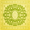 thumbnail image 1 of Ahgly Company Machine Washable Indoor Square Medallion Yellow Traditional Area Rugs, 6' Square, 1 of 4