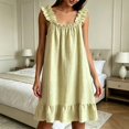 thumbnail image 2 of PMVFHDE Soft Lightweight Solid Slub Nightgown Sleeveless Loose Fit Mid Length Casual For Women Spring Summer Light Green,M, 2 of 5