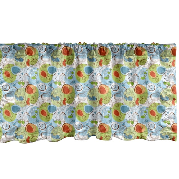 Ambesonne Abstract Window Valance, Geometric Funky Swirl, 54" X 12", Pale Green White