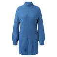 thumbnail image 2 of Women'S Neck Ribbed Long Sleeve Bodycon Pullover Cute Mini Sweater Dress Fall Sweaters Blue,XL, 2 of 4