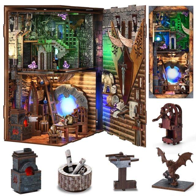 Kit de libreros en miniatura para casa de muñecas para hacer tú mismo, kit de libreros MiniCity