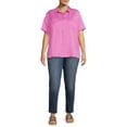 thumbnail image 5 of Terra & Sky Women's Plus Size Button Front Camp Shirt, 5 of 5