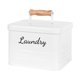 thumbnail image 1 of Contenedor de almacenamiento para cápsulas de lavandería con asa de madera y tapa para encimera, multiusos. Blanco, 1 of 9