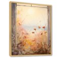 thumbnail image 2 of Designart "Vintage View of Floral Meadow through Windows IV" Landscapes Framed Wall Art - Traditional Yellow Meadow Entryway Framed Wall Art, 2 of 6