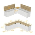 thumbnail image 6 of WIAWG Casual Wood Corner Dining Breakfast, L Shape Kitchen Corner Nook Bench Seating with Hidden Storage, White and Oak, 63”D x 63”W x 17.7”H, 6 of 9