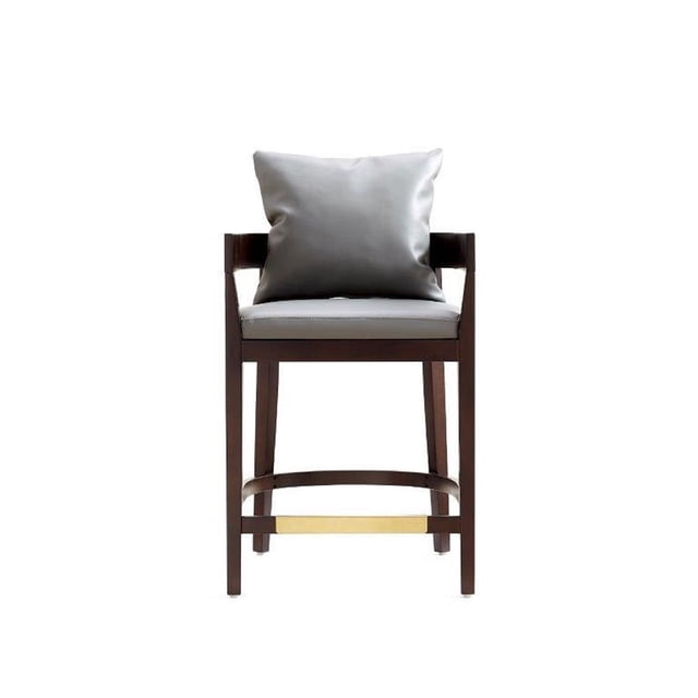 Manhattan Comfort Ritz 34 in. Grey and Dark Walnut Beech Wood Counter Height Bar Stool