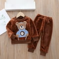 thumbnail image 2 of NAFUU Toddler Girls 2 Piece Fuzzy Pants Sets Winter Flannel Outfits Baby Long Sleeve Tops And Pants Set Sleepwear Bear Thickened Homewear 3-4 Years, 2 of 4