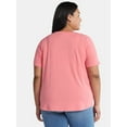 thumbnail image 7 of Terra & Sky Women's Plus Size V-Neck Tee with Short Sleeves, 2-Pack, Sizes 0X-5X, 7 of 7