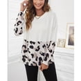 thumbnail image 2 of Blusa estampada de cuello redondo y manga larga blanca para mujer, talla M, estilo casual, sencilla y a la moda, 2 of 8