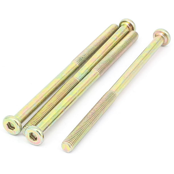 Uxcell M8 X 130mm Male Thread Hex Socket Head Cap Screw Bolt Bronze Tone 4 Pack 