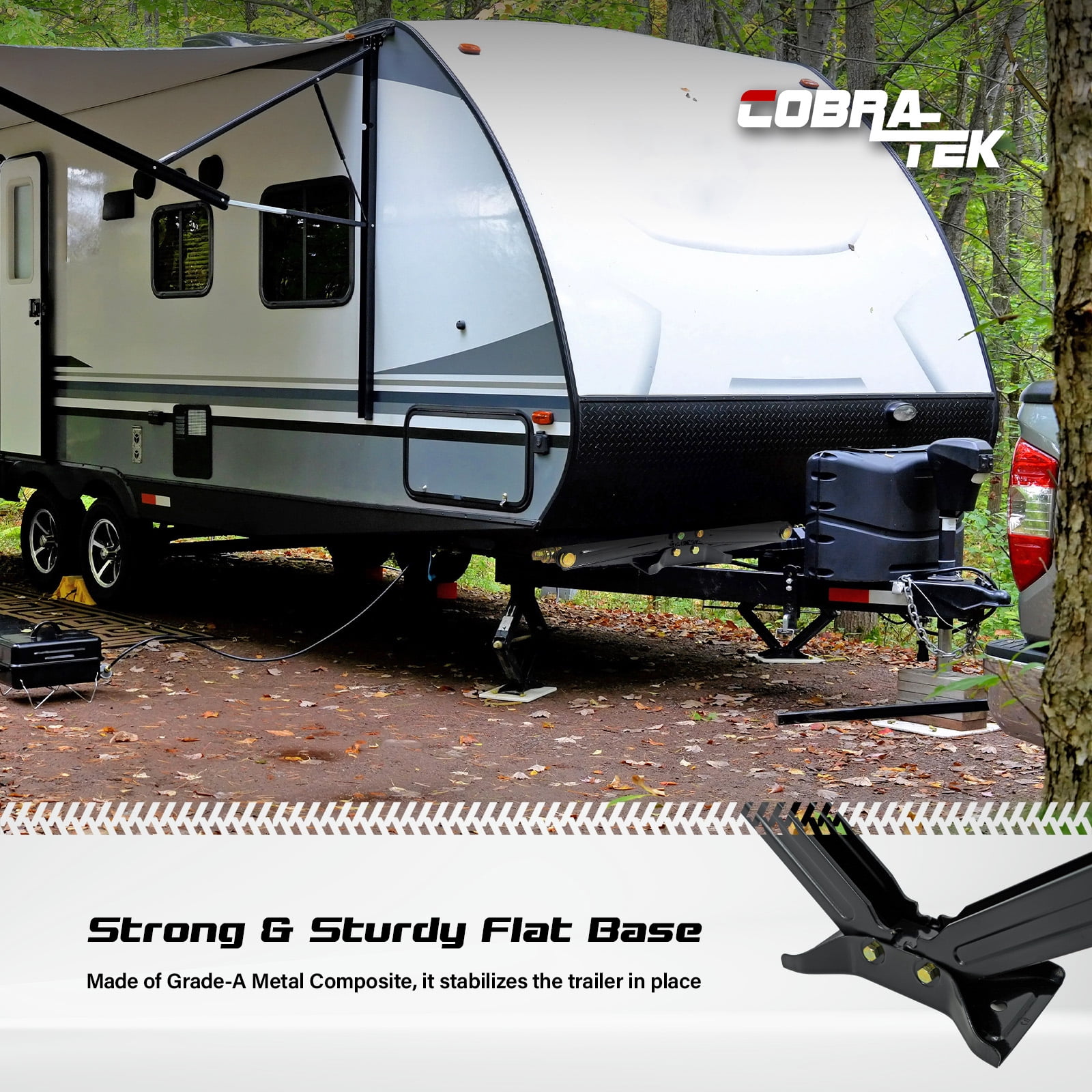 Cobra-Tek CBK-1124-PBK Universal Rv Camper Travel Trailer Stabilizer Leveling Scissor Jack, Bolt-On Or Weld-On, 2500 Lbs Load Capacity, 24" Inch Height