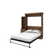 thumbnail image 3 of RoomAndLoft Queen Wood Murphy Wall Bed & Shelf Storage with Drawers in Brown, 3 of 4