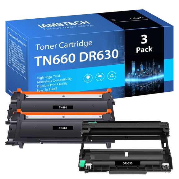 TN660 Toner Cartridge & DR630 Drum Unit Combo Compatible for Brother TN-660 DR-630 TN630 use with HL-L2380DW HL-L2300D HL-L2340DW MFC-L2680W MFC-L2740DW Printer (2x TN660 Toner, 1x DR630 Drum Unit )