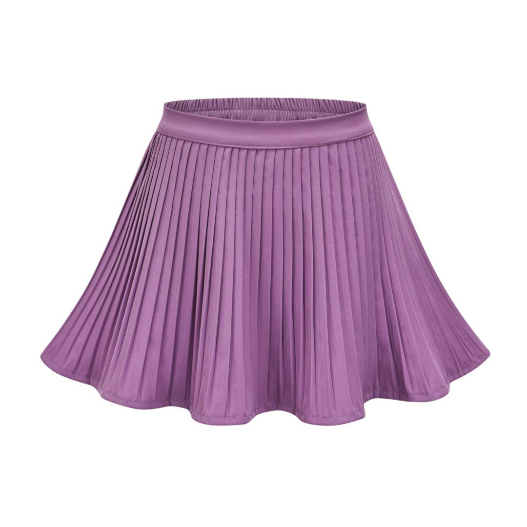 Skirts for Women Women's Summer Empire Waist Ruffle Tiered Pleated Mini Skirt Solid Color A Line Beach Cute Skirt Women's Skirts Purple M - image 5 of 7