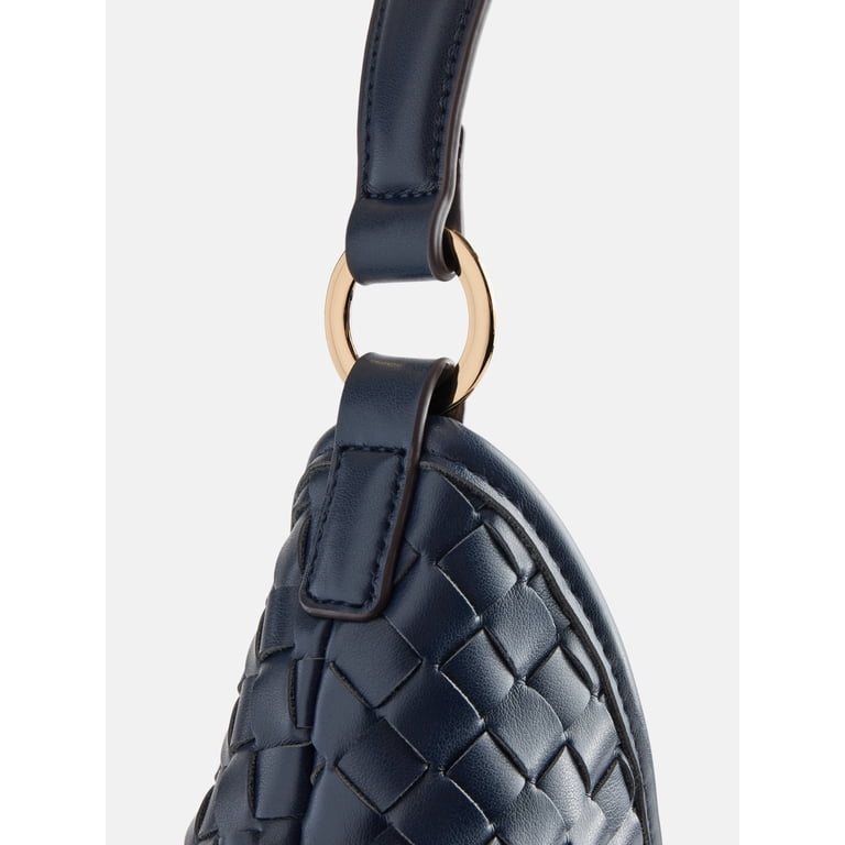Scenario Women's Hobo Bag, Dark Navy Woven Faux Leather photo 4