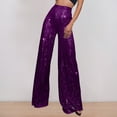 thumbnail image 2 of Stylish Women's Casual Sequined High Waist Wide Leg Flare Trousers with Sparkling Embellishments for Evening Party Outfits Elastic High Waisted Straight Leg Pull On Trousers, 2 of 6