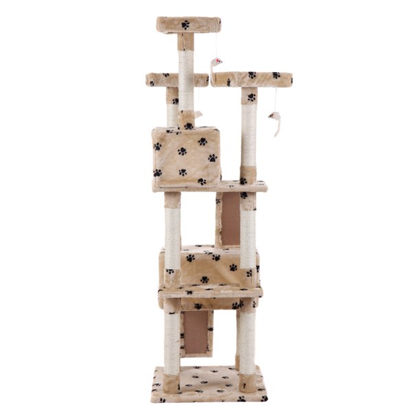 Gecheer Sturdy Cat Tree Furniture for Multiple Cats with Flannel Covered 2 Condo Elevated