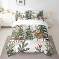 thumbnail image 2 of Feelyou Kawaii Winter Deer Bedding Comforter Set 7pcs for Kids, Christmas Leaf Plant Queen Bedding Sets, Cartoon Jungle Animal Reversible Queen Sheet Sets, Ultra Soft Bedroom Decor, 2 of 7