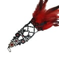 thumbnail image 4 of Women's Gothic Lace Fingerless Gloves with Feather Accent, Open Knit Witch Gloves for Halloween Cosplay, Witch Costume Accessories and Gothic Party Gloves - Red, 4 of 5