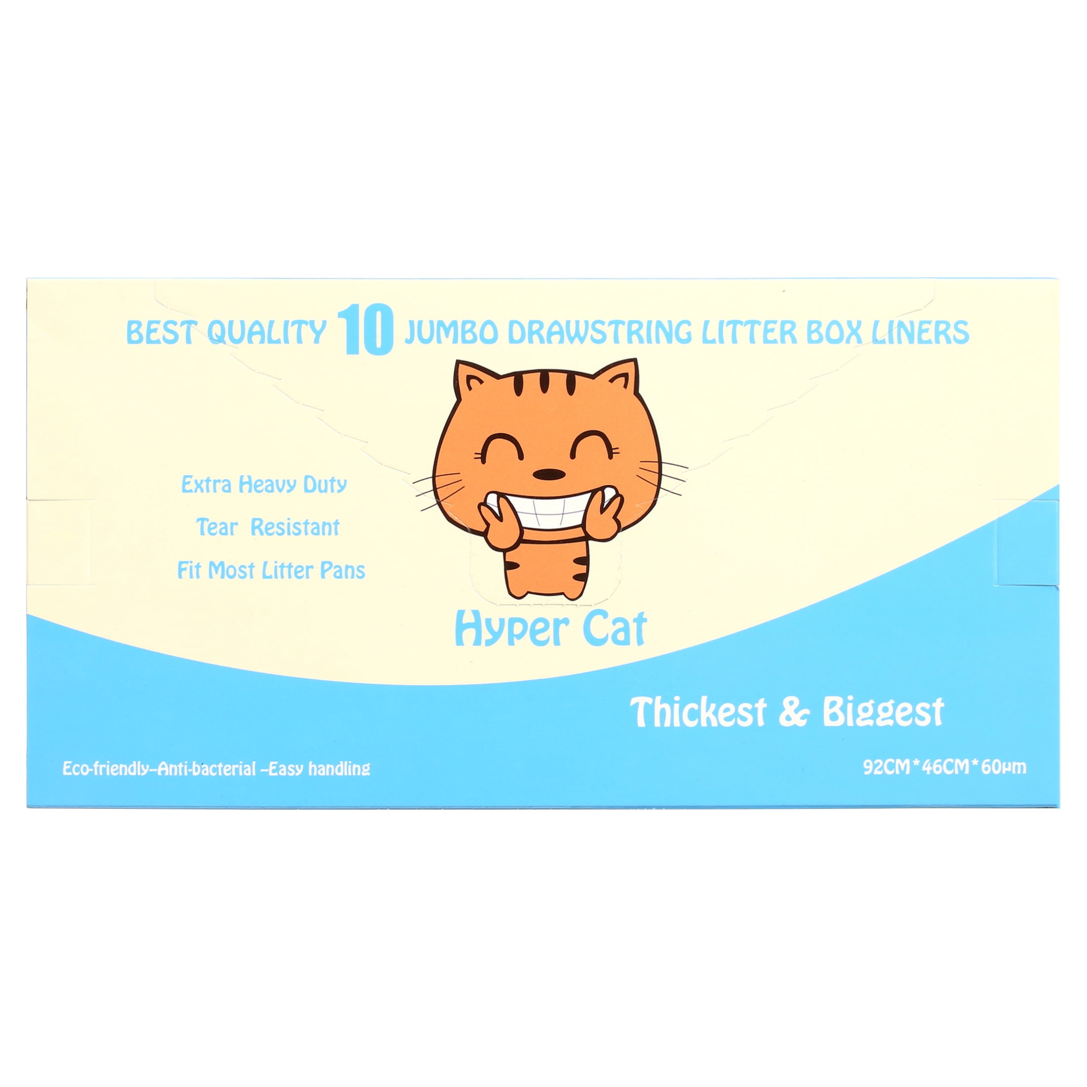 "Hyper Cat Jumbo Cat Litter Box Liners Drawstring Litter Bags for Boxes 10 Counts"