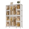 Portable Wardrobe Closet with 12 Magnetic Doors, Foldable Clothing Armoire with 2 Hanging Rods & 16 Hangers, 12-Cube White Resin Dresser Storage for Baby & Kids Room