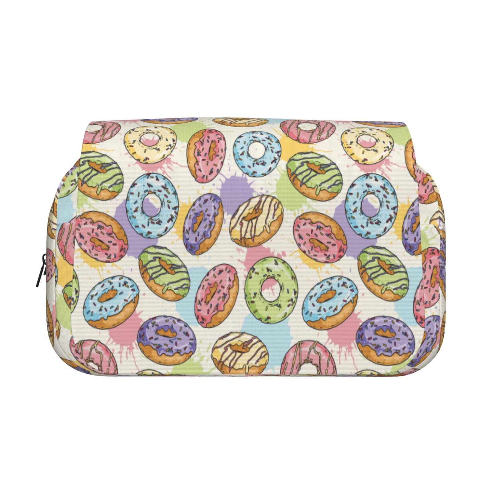 Rateoe Glazed Donuts Pattern Double Clamshell Pen Case, Storage Organizer with Two Zipper Compartments– Holds Up to 50 Pencils & Pens