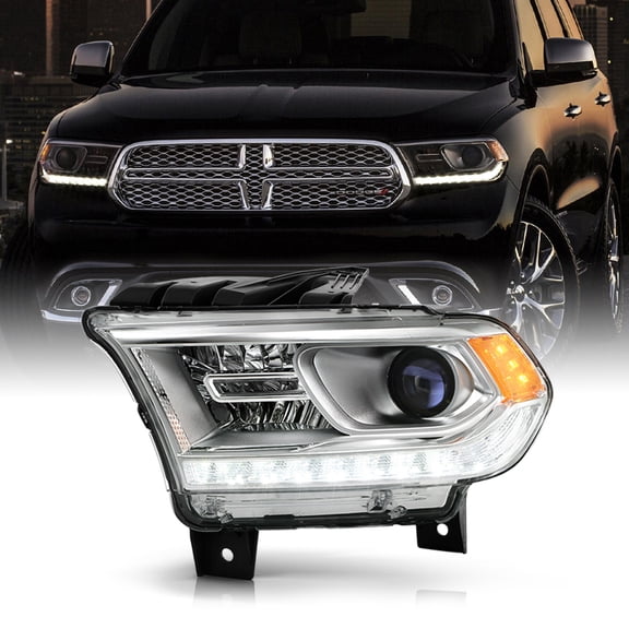 2016-2020 Dodge Durango Halogen Chrome Trim LED DRL Projector Headlight - Driver
