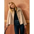 thumbnail image 4 of Women Cropped Trench Coat Light-Weight Single Jacket Fall Windbreaker Fashion Outerwear Khaki M, 4 of 8