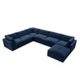thumbnail image 3 of Kaelynn Corner Sofa Navy Blue Linen Upholstered with Ottoman, 3 of 8