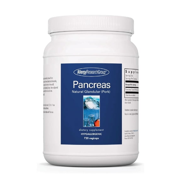 Allergy Research Group Pancreas Supplement - Pancreatic Enzymes for Women and Men, Digestive Pork Pancreas Powder Capsules, Healthy Digestion Support - 720 Capsules