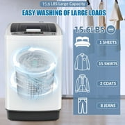 Adnoom Portable Washing Machine, 15.6lbs Fully Automatic Compact Washer, 10 Programs/8 Water Leve Washer and Dryer Combo with Dump Pump, Compact Laundry for Apartment, Dorm