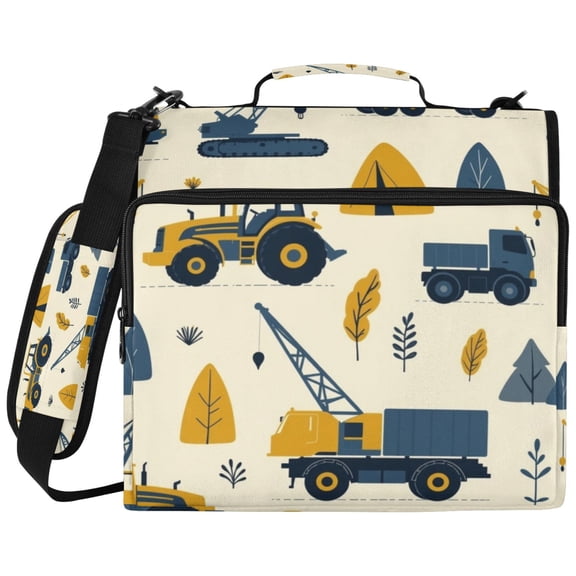 Woodland Equipment Printed Zipper Binder with Handle&Shoulder Strap 2 inch 3 Ring 500 300 Sheet Capacity File Folder Organizer