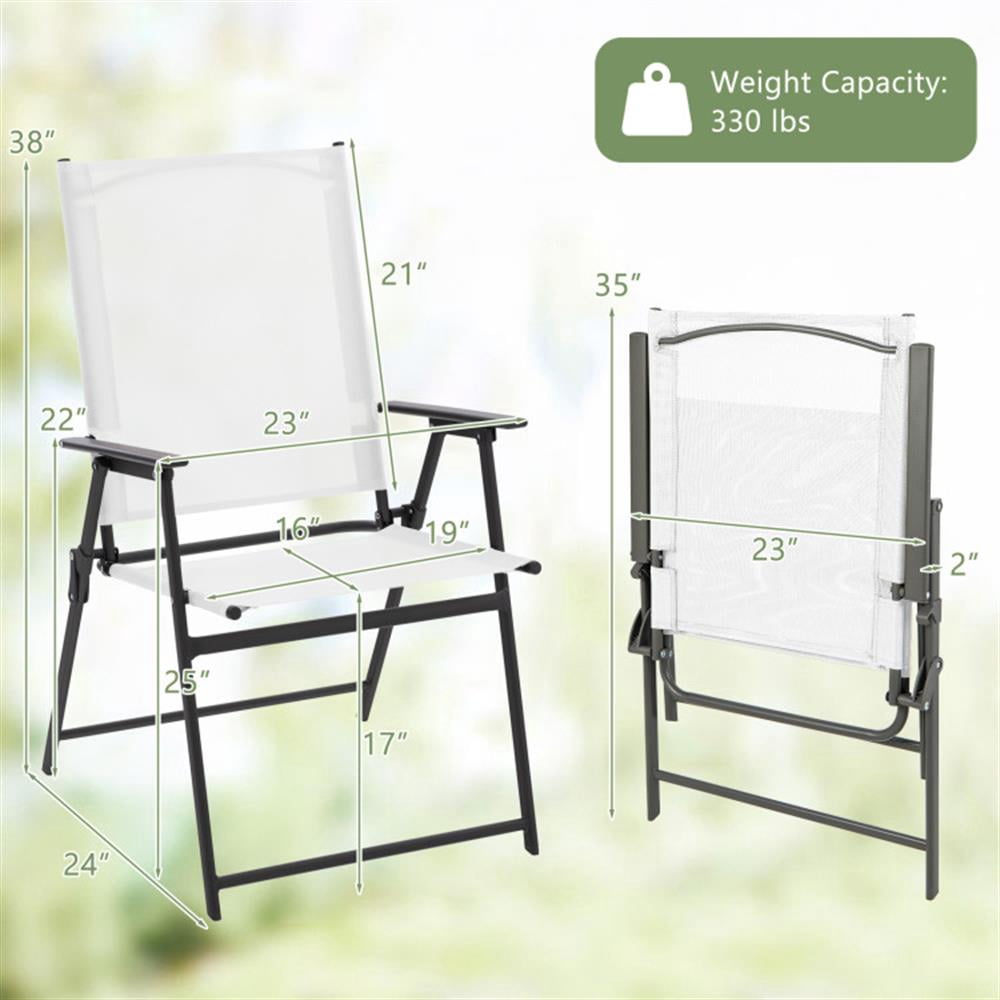 Topcobe 2 Pieces Patio Folding Chairs with Armrests for Deck Garden Yard, Outdoor Patio Furniture for Garden Backyard Pool Deck-White