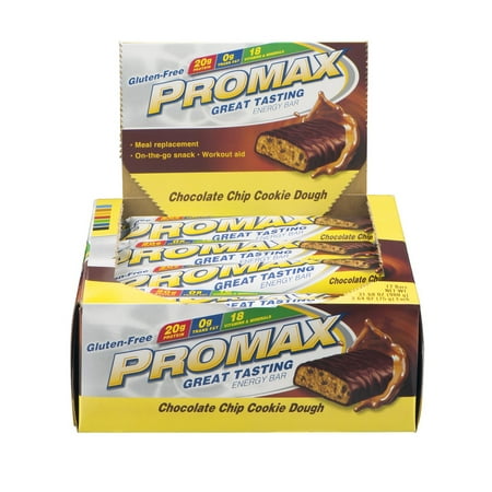 Promax Gluten-Free Energy Bar Chocolate Chip Cookie Dough - 12 CT