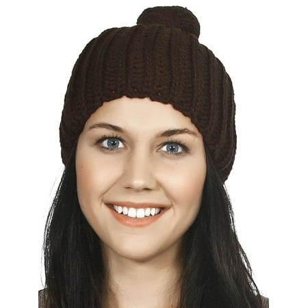 Women's Warm Winter Wool Knit Beanie Cap Ski Hat Pom Crochet